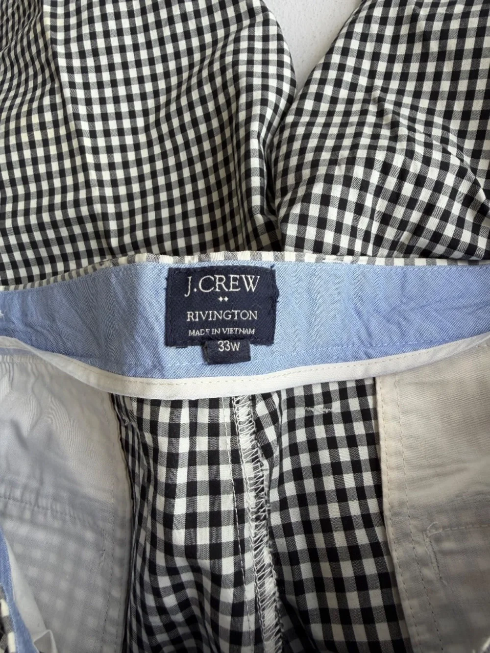 Black/white checkered J. Crew Rivington shorts